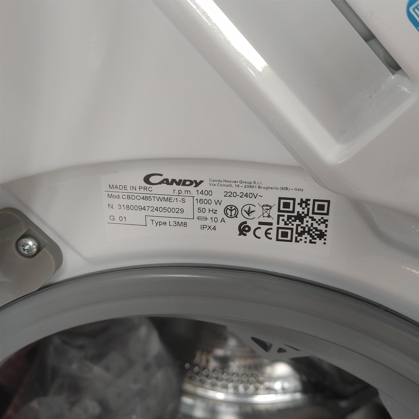 Candy Smart Inverter CBDO485TWME/1-S lavasciuga Da incasso Caricamento frontale Bianco D