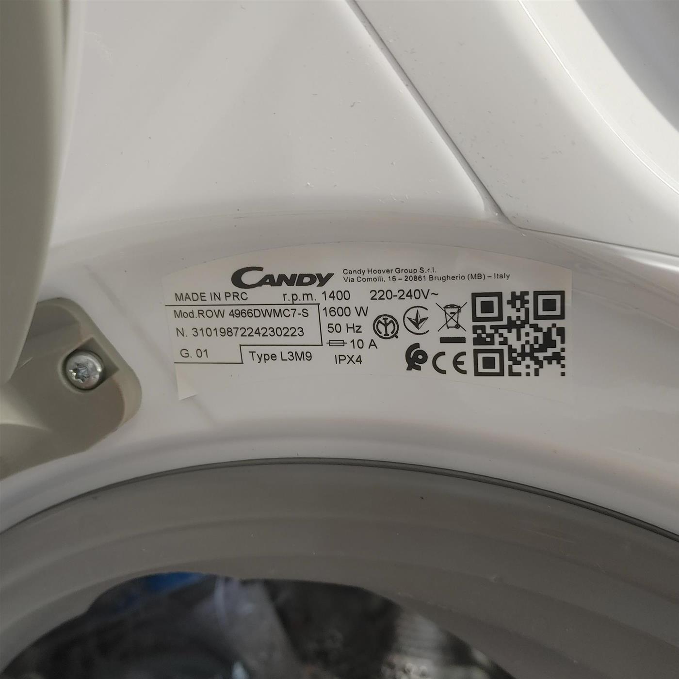 Candy RapidÓ ROW 4966DWHC\1-S Lavatrice asciugatrice Libera installazione Carica frontale Bianco