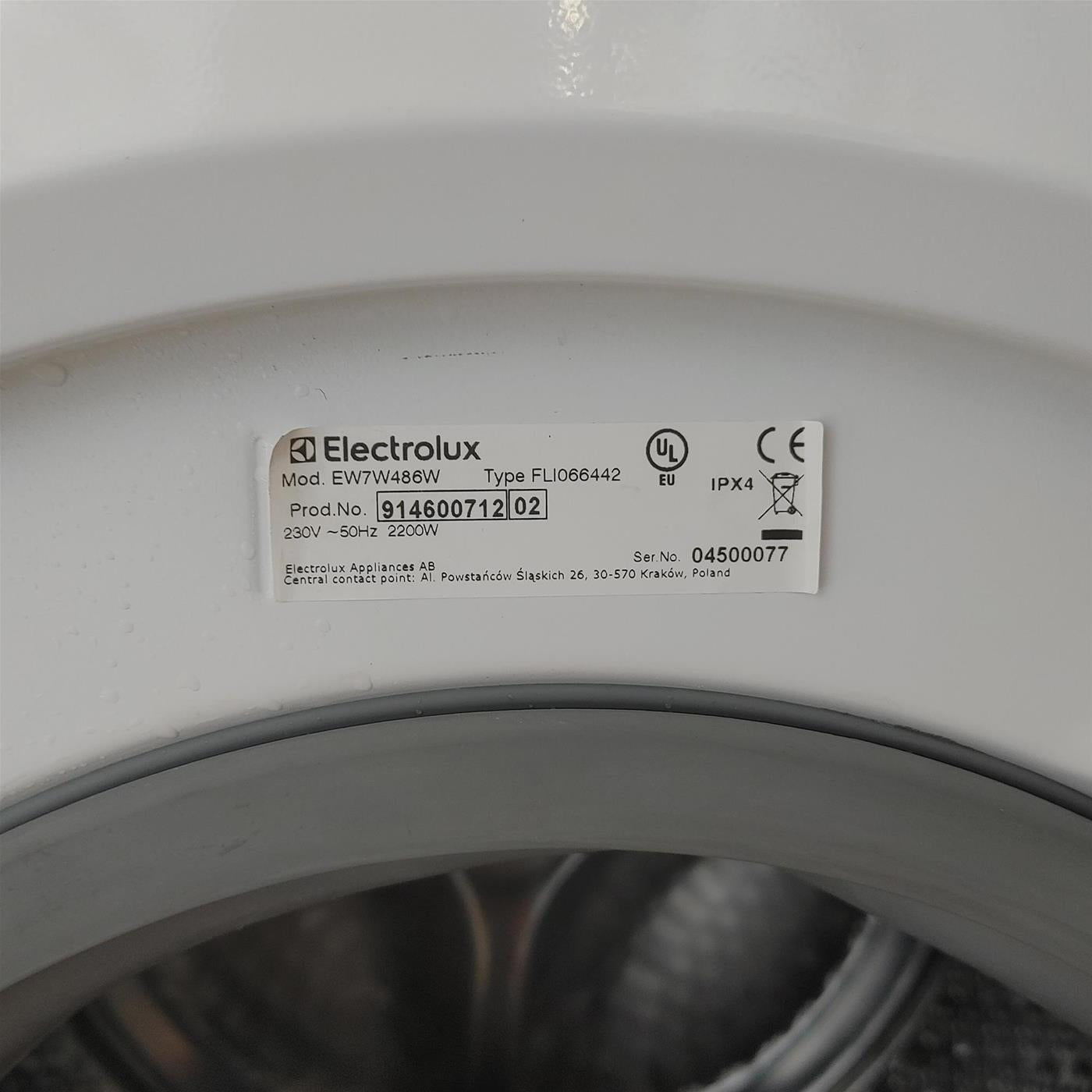 Electrolux EW7W4862LB lavasciuga Libera installazione Caricamento frontale Bianco E