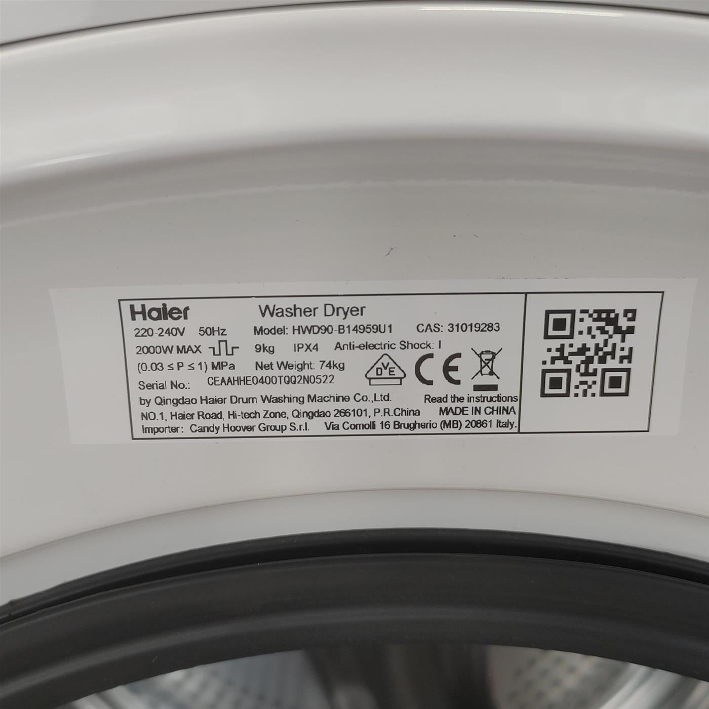 Haier I-Pro Series 5 HWD90-B14959U1 lavasciuga Libera installazione Caricamento frontale Bianco D