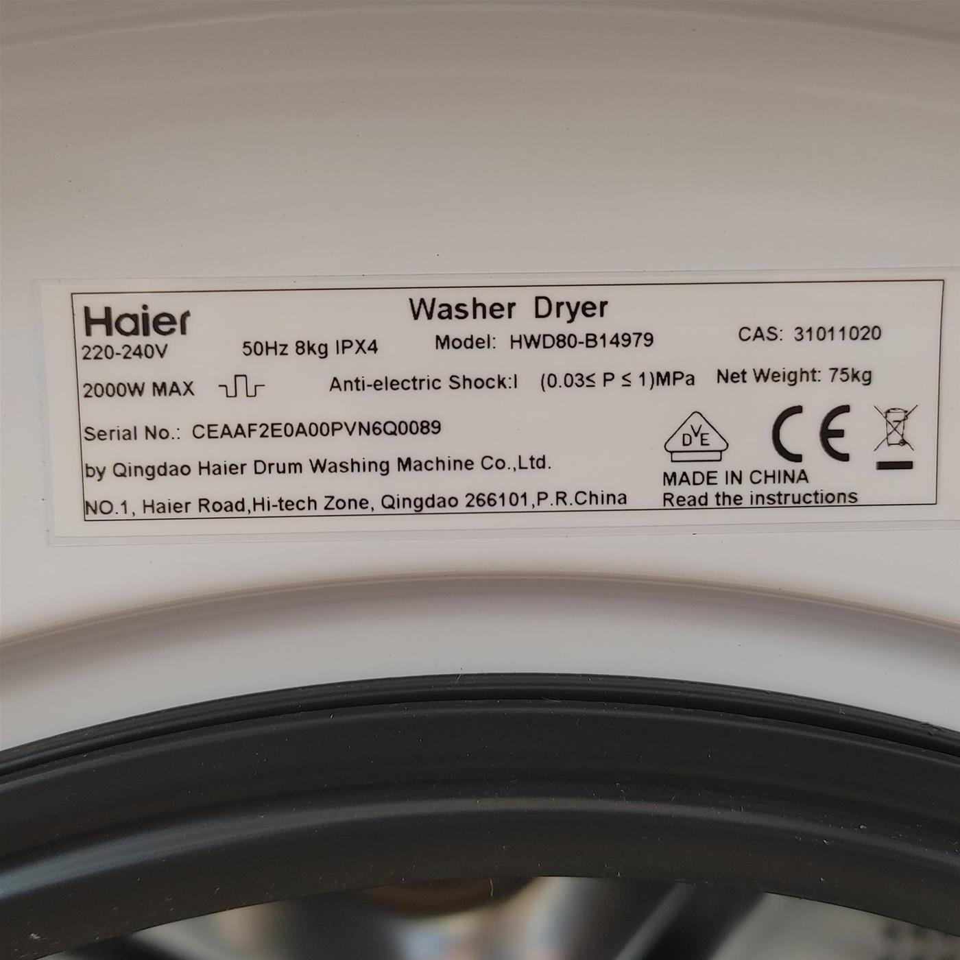Haier I-Pro Series 7 lavasciuga Libera installazione Caricamento frontale Bianco D