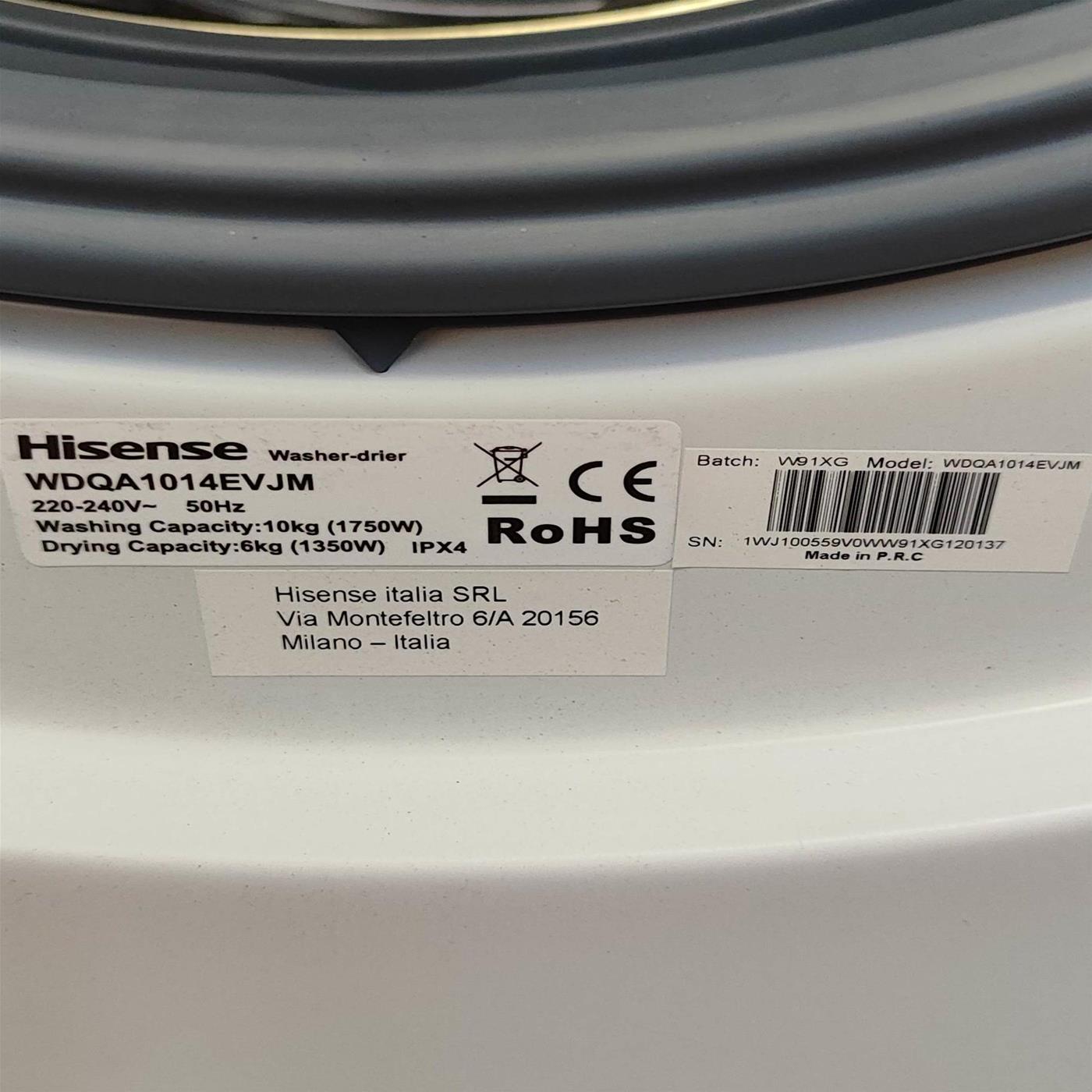 Lavasciuga Hisense WDQA1014EVJM Vapore Motore Inverter 10/6 Kg