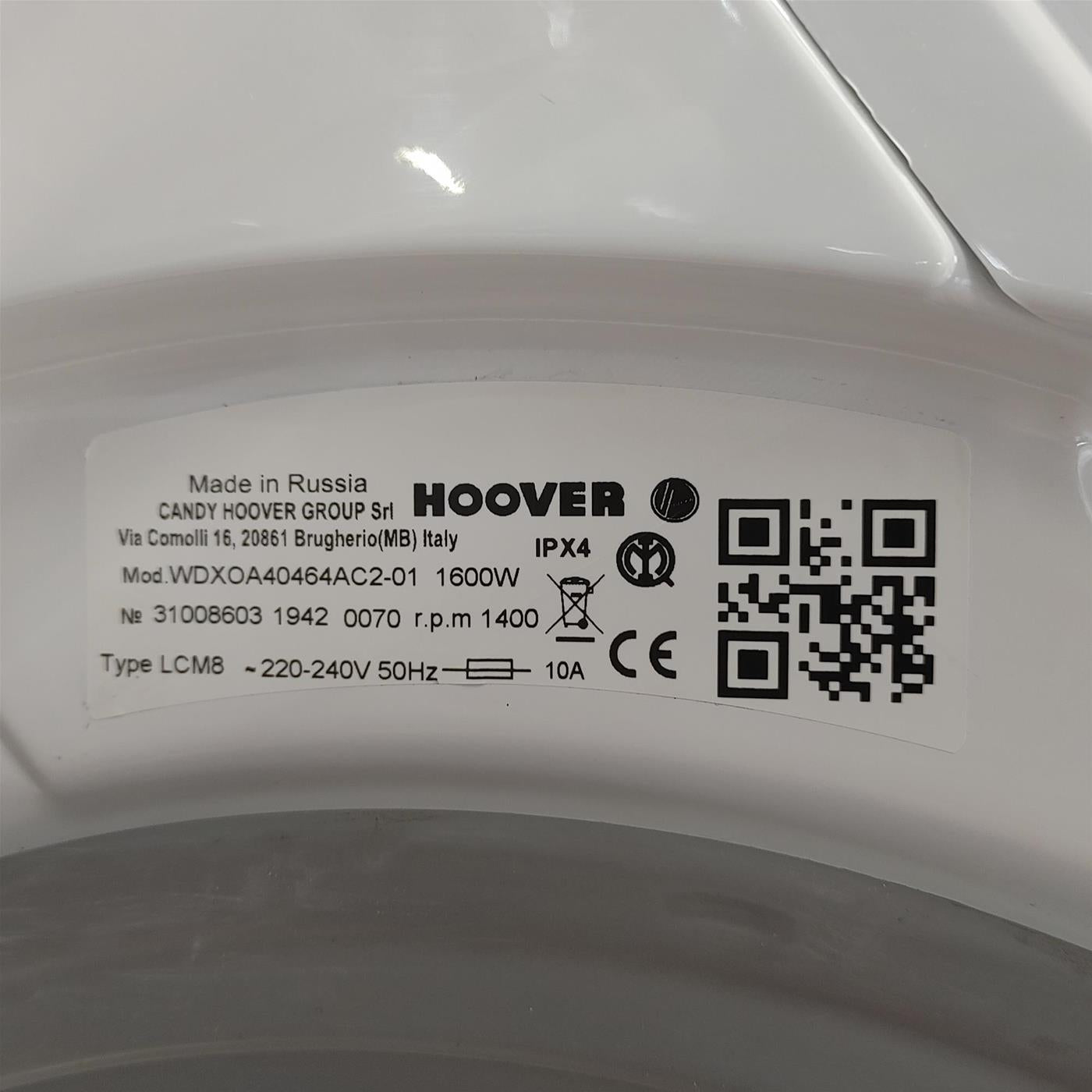 Hoover WDXOA40464AC lavasciuga Libera installazione Caricamento frontale Bianco