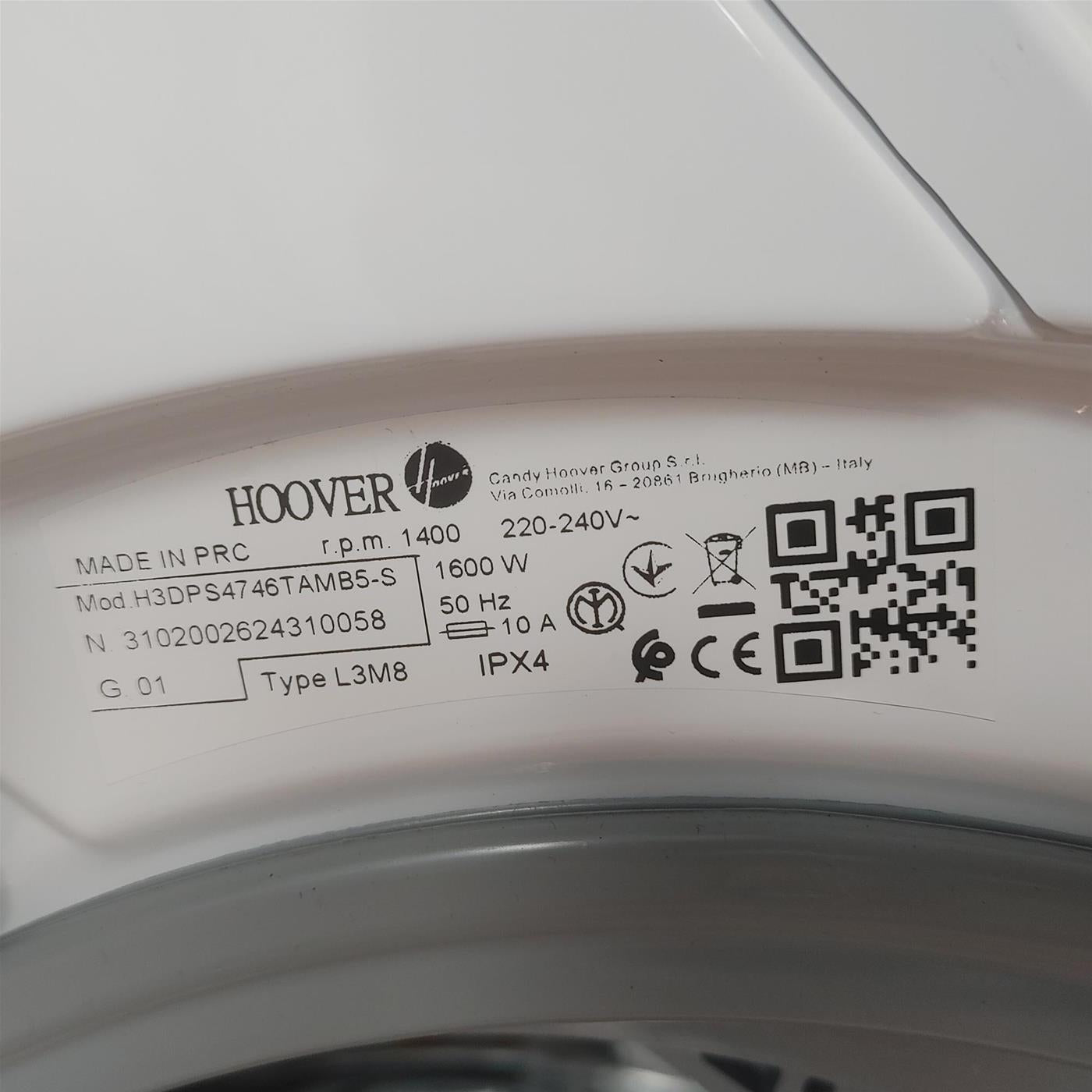 Hoover H-WASH&DRY 350 H3DPS4746TAMB5-S lavatrice asciugatrice 7/4 Kg, Classe E