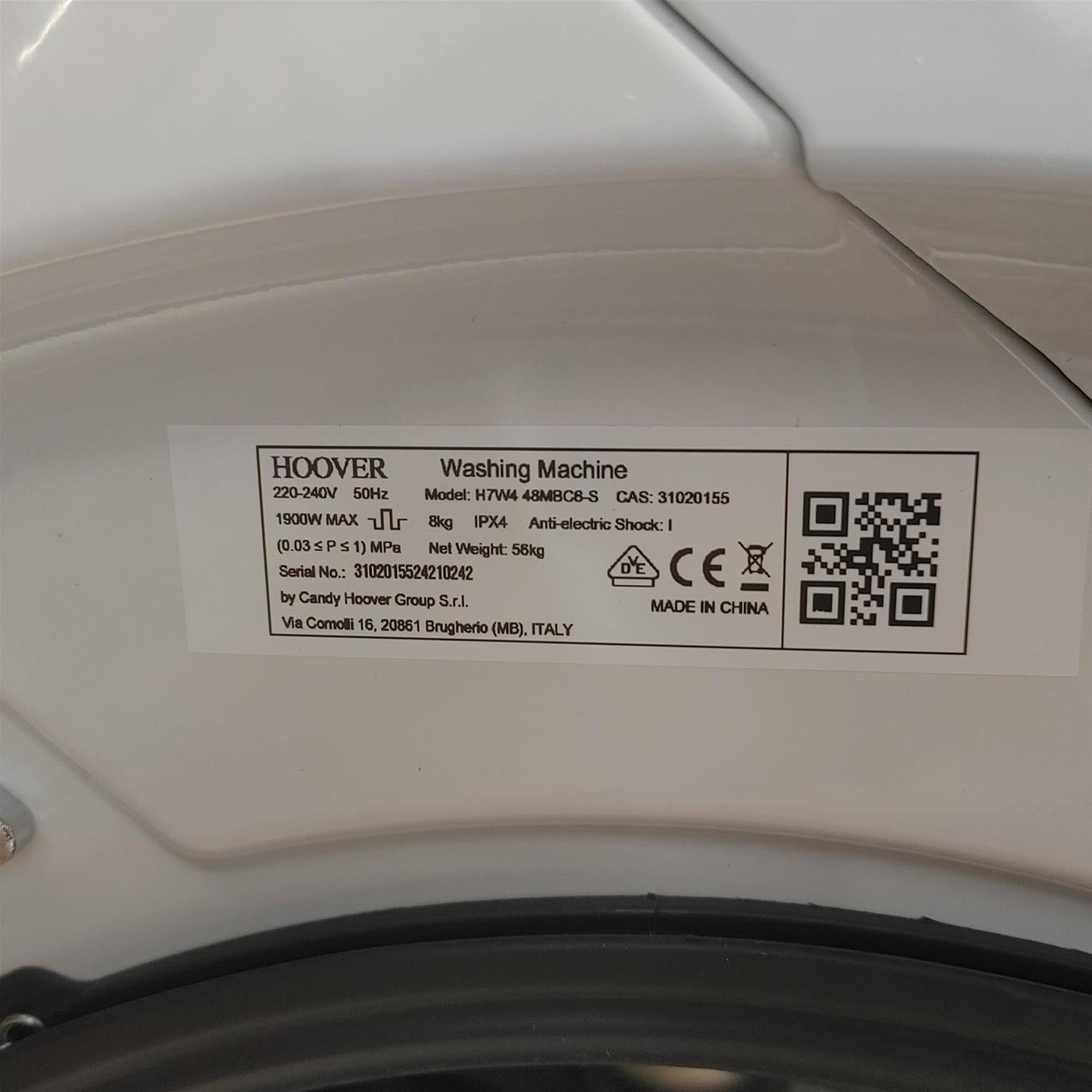 Hoover H-WASH 700 H7W4 48MBC6-S lavatrice Caricamento frontale 8 kg 1400 Giri/min Bianco