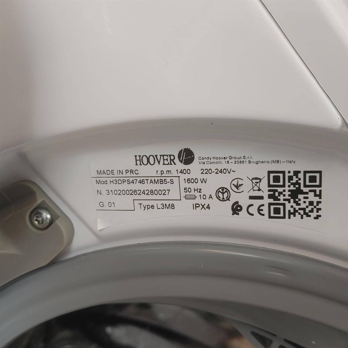 Hoover H-WASH&DRY 350 H3DPS4746TAMB5-S lavatrice asciugatrice 7/4 Kg, Classe E