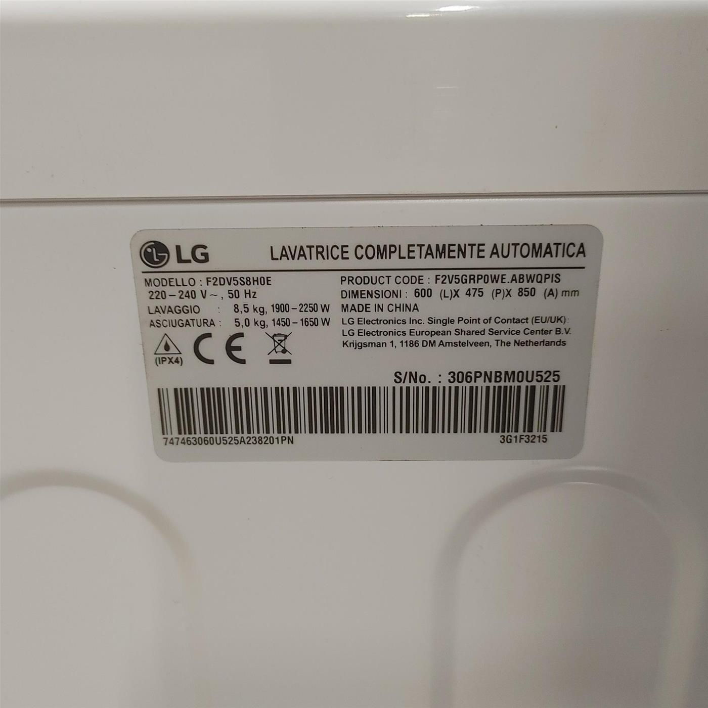 LG F4DV710H2SE Lavasciuga Intelligente AIDD 10,5/7 kg Vapore TurboWash 360 1400 Giri/min Carica frontale Classe E