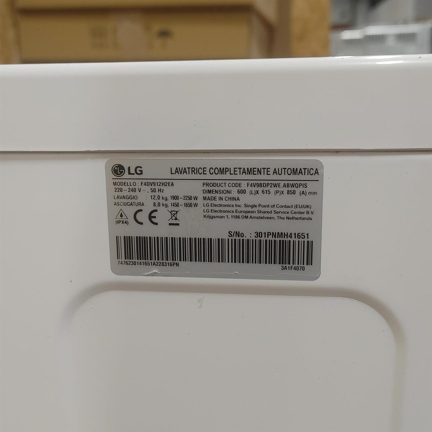 LG F4DV912H2EA lavasciuga Libera installazione Caricamento frontale Nero, Bianco E