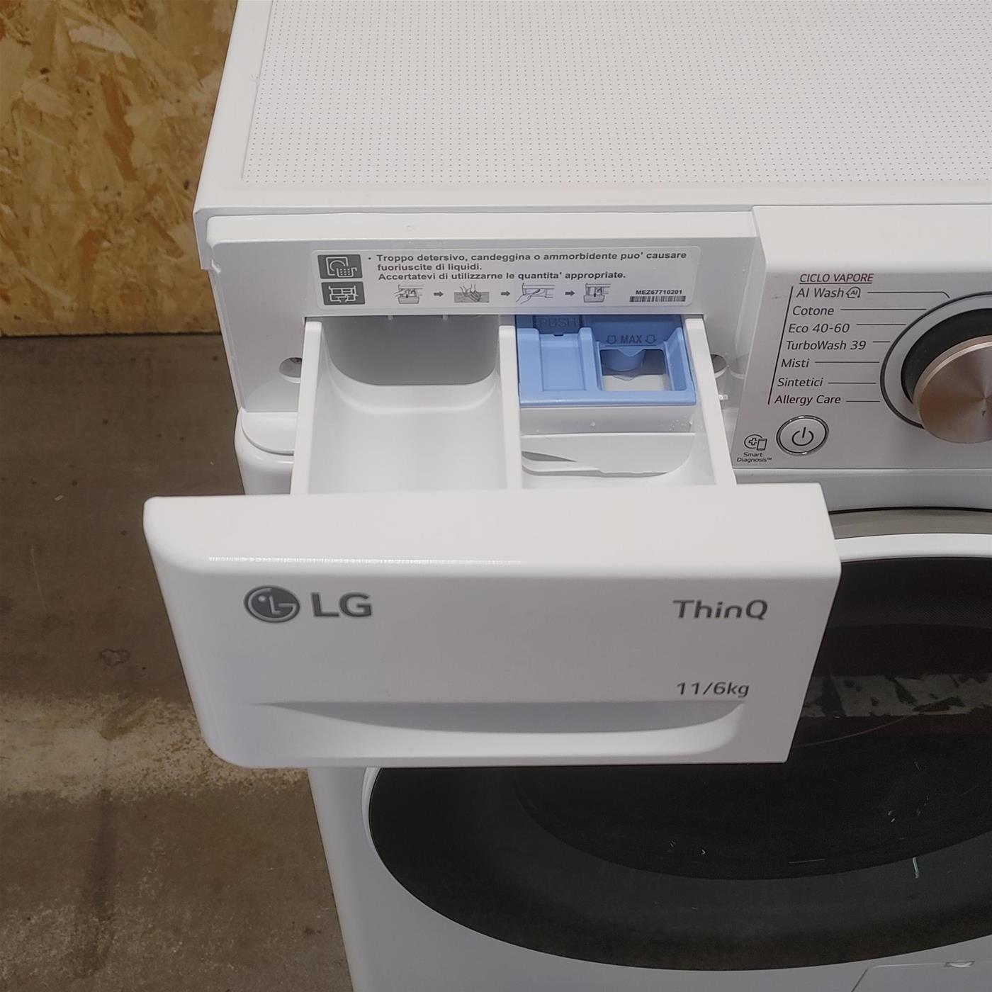 LG D4R7011TSWG lavatrice asciugatrice Libera installazione Carica frontale Nero, Bianco D