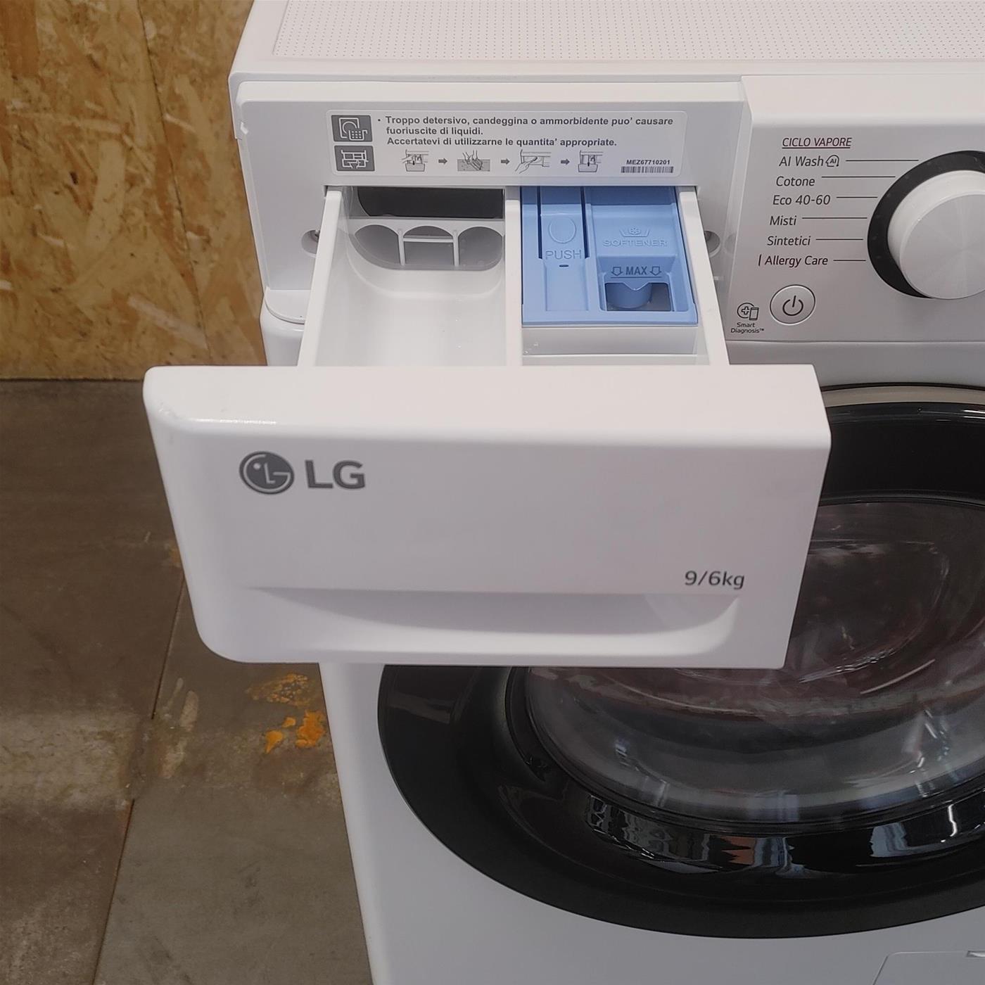 LG D4R3009NSWB Lavasciuga 9/6kg AI DD, Classe D, 1400 giri, Vapore, Eco Hybrid