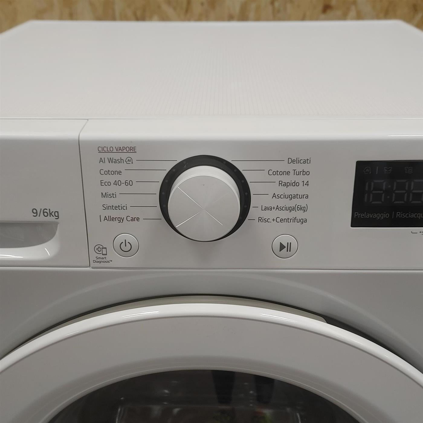 LG D4R3009NSWW Lavasciuga 9/6kg AI DD, Classe D, 1400 giri, Vapore, Eco Hybrid