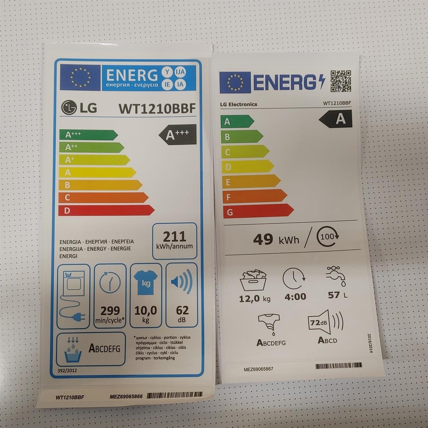 LG WT1210BBF.APBQKIS lavasciuga Libera installazione Caricamento frontale Nero A