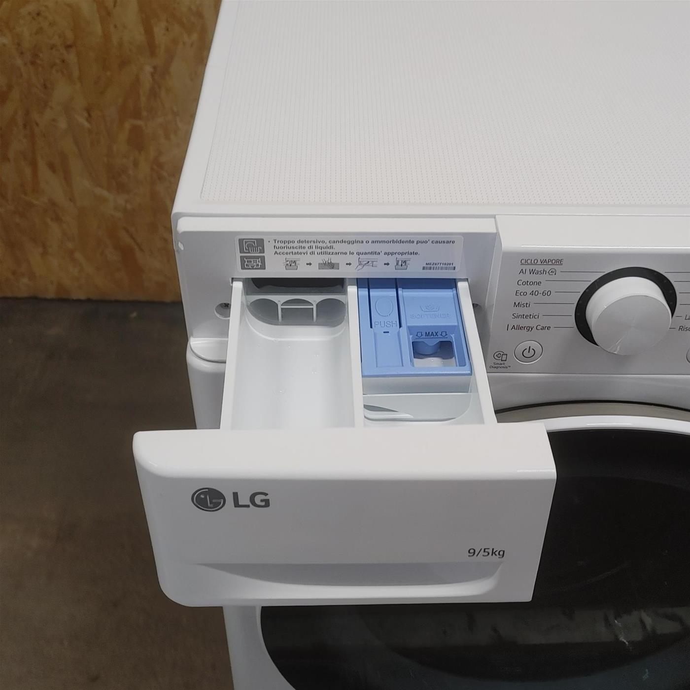 LG D2R5S09TSWW lavatrice asciugatrice Libera installazione Carica frontale Bianco E