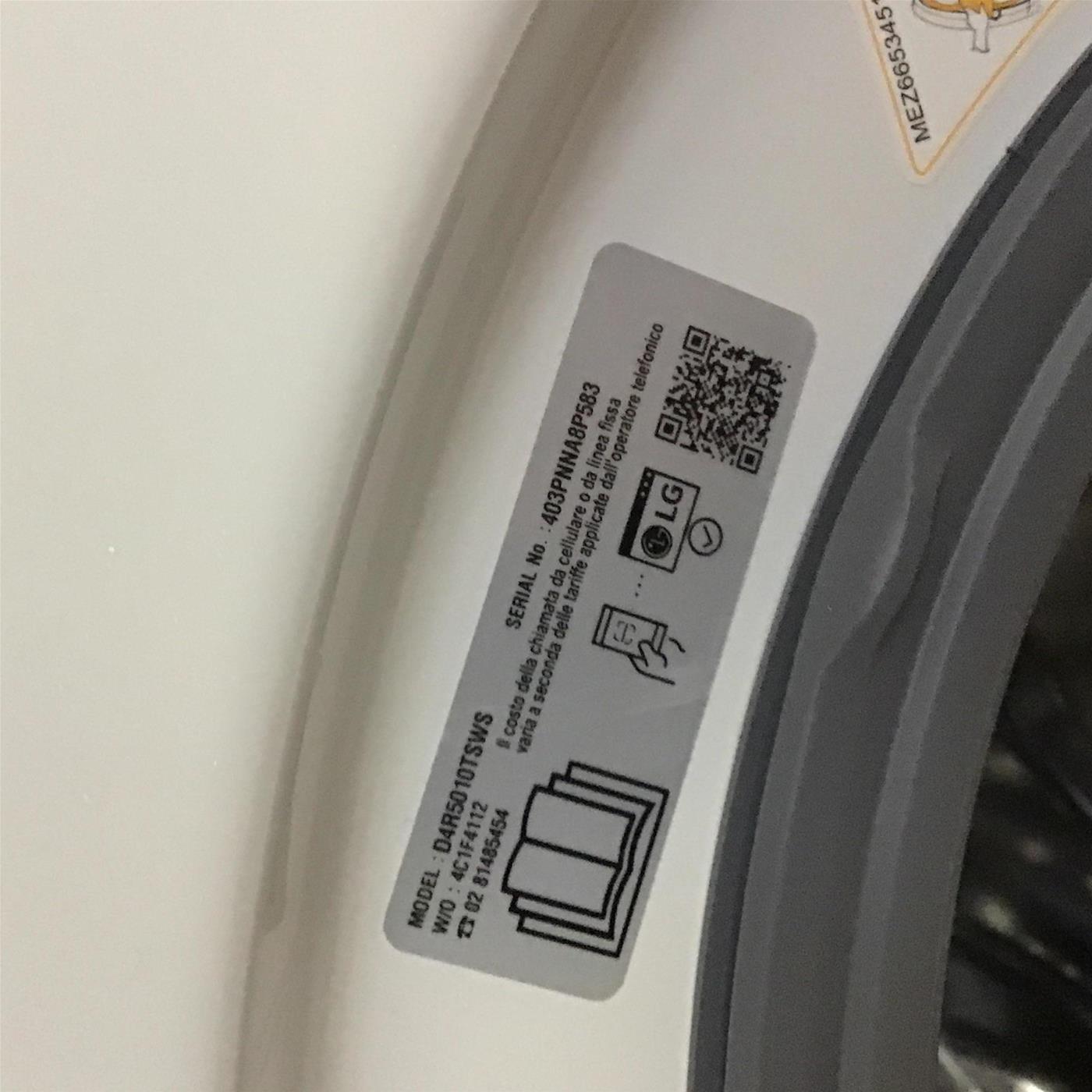 LG D4R5010TSWS lavatrice asciugatrice Libera installazione Carica frontale Bianco D