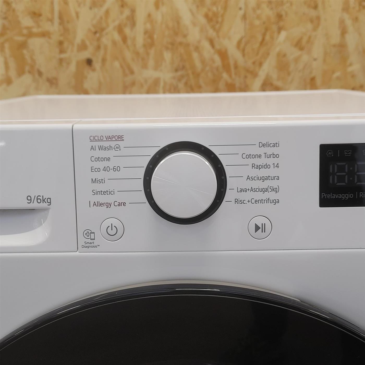 LG D4R3009NSWW Lavasciuga 9/6kg AI DD, Classe D, 1400 giri, Vapore, Eco Hybrid