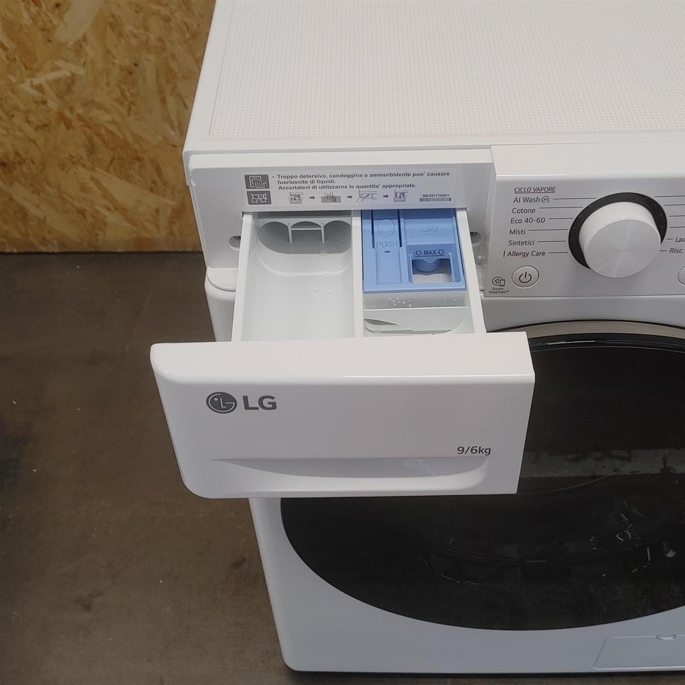 LG D4R3009NSWW Lavasciuga 9/6kg AI DD, Classe D, 1400 giri, Vapore, Eco Hybrid