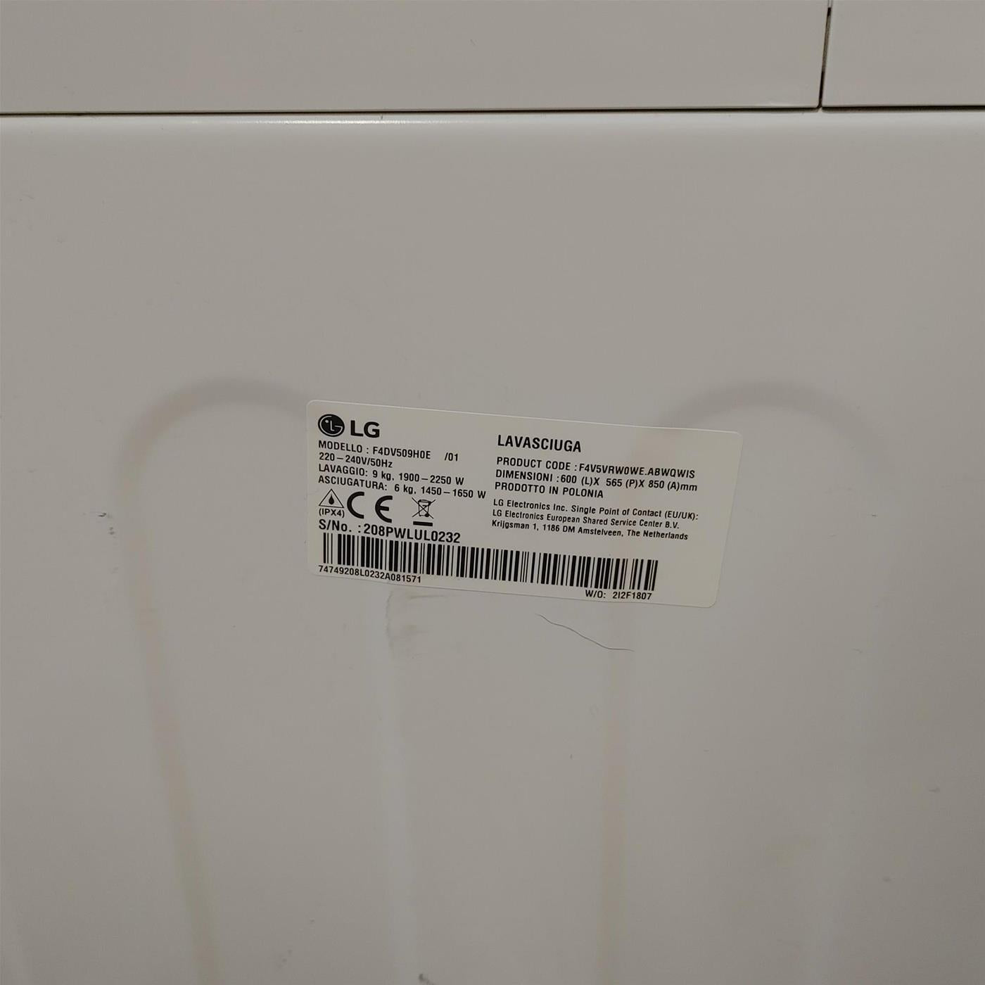 Lavasciuga Intelligente LG F4DV509H0E 9/6 Kg