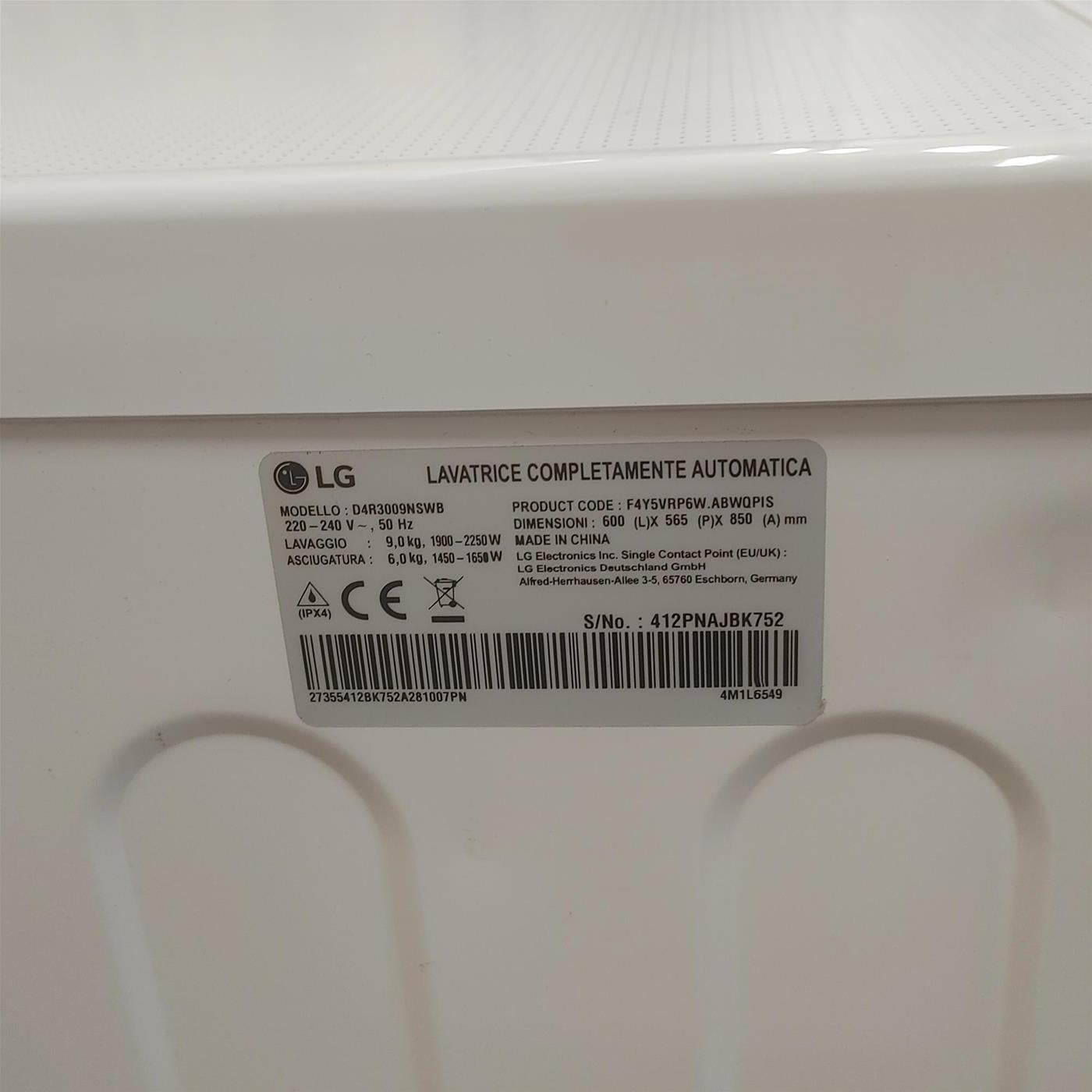 Lavasciuga intelligente LG D4R3009NSWB 9/6kg