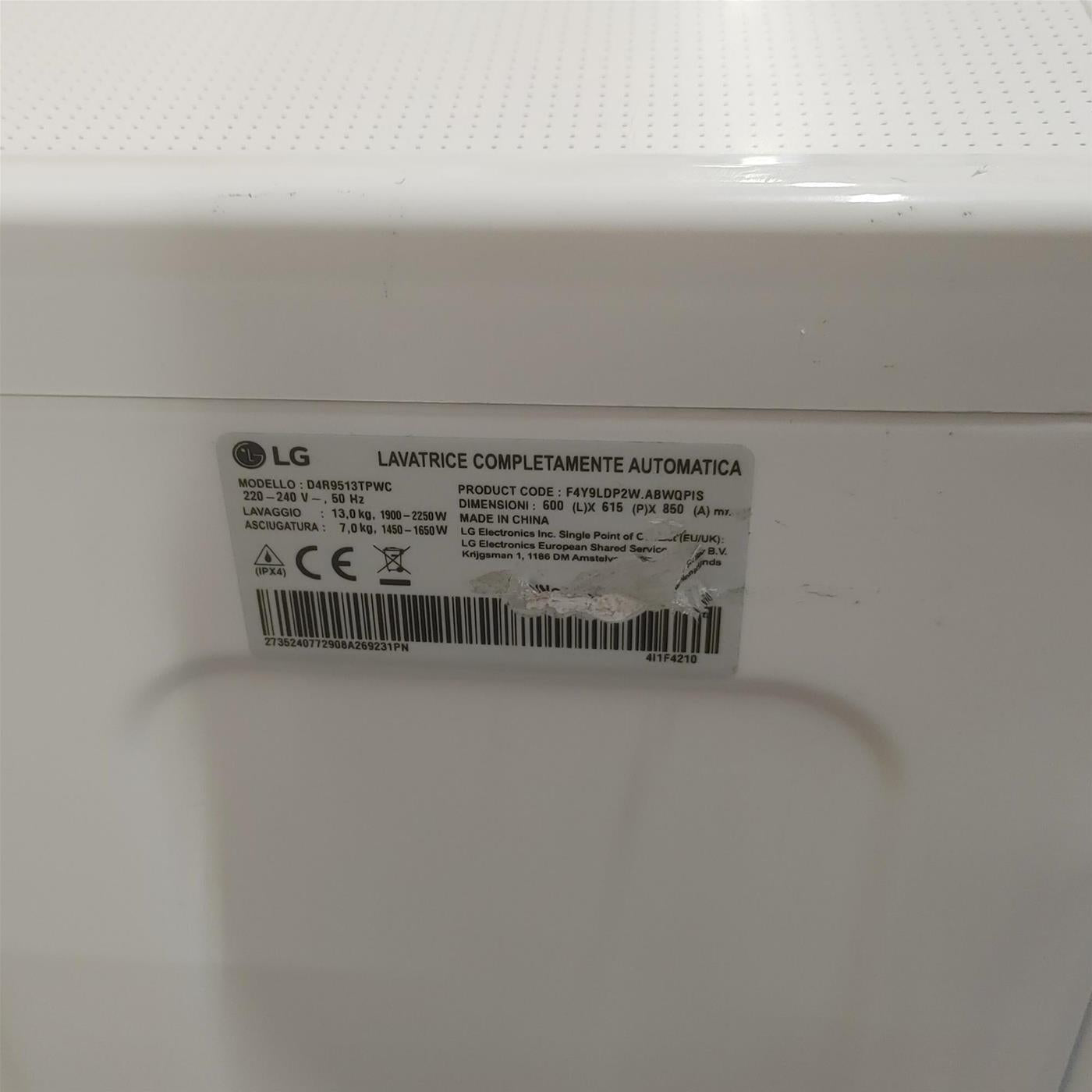 Lavasciuga LG D4R9513TPWC AI DD, TurboWash 360, Autodosaggio 13/7kg