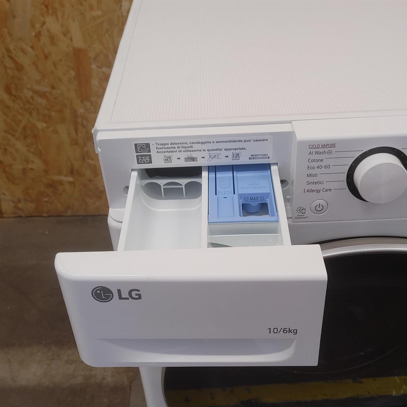 Lavasciuga LG D4R5010TSWS AI DD, TurboWash 360, Vapore, 10/6kg
