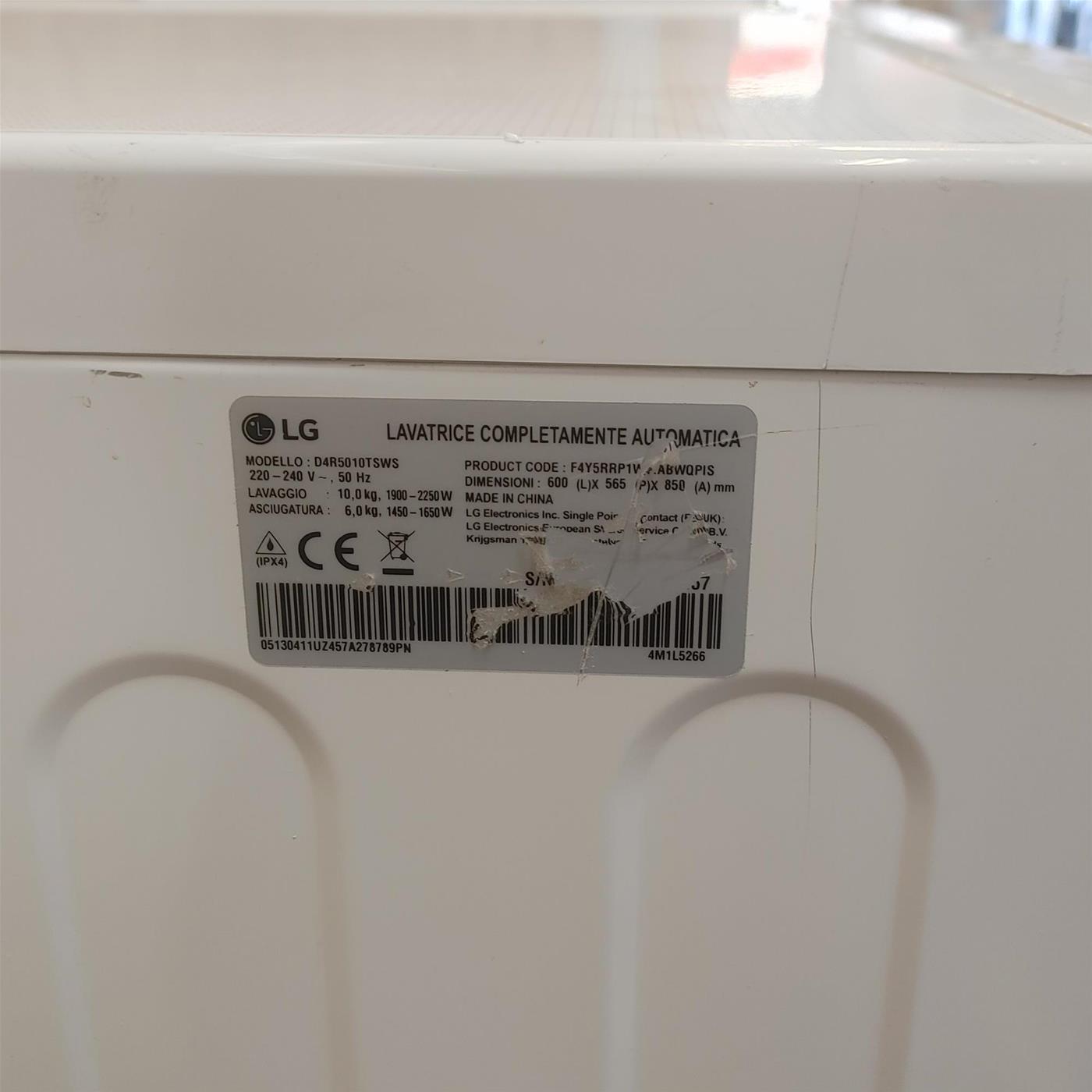 Lavasciuga LG D4R5010TSWS AI DD, TurboWash 360, Vapore, 10/6kg