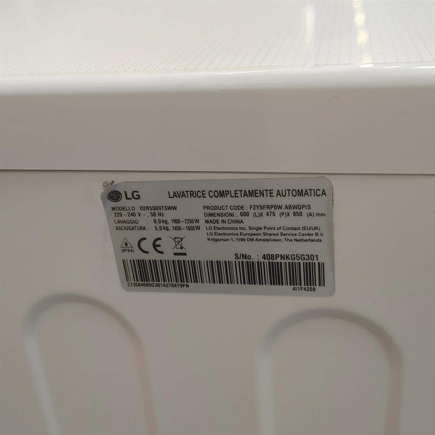Lavasciuga intelligente LG D2R5S09TSWW Slim 9/5 Kg