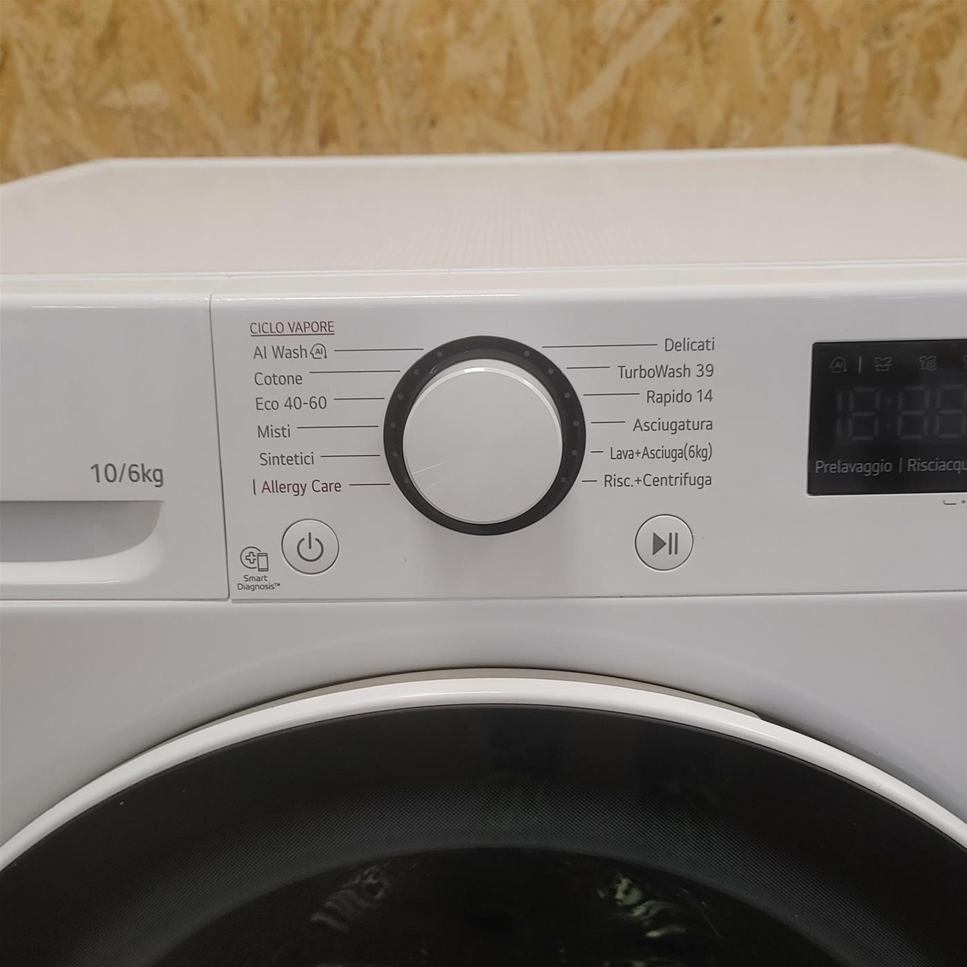 Lavasciuga intelligente LG D4R5010TSWS Serie R5 TurboWash 360, Eco Hybrid 10/6 Kg