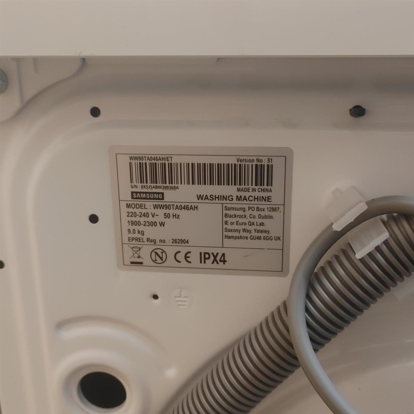 Lavatrice Samsung WW90TA046AH Carica frontale 9 kg 1400 giri Bianco