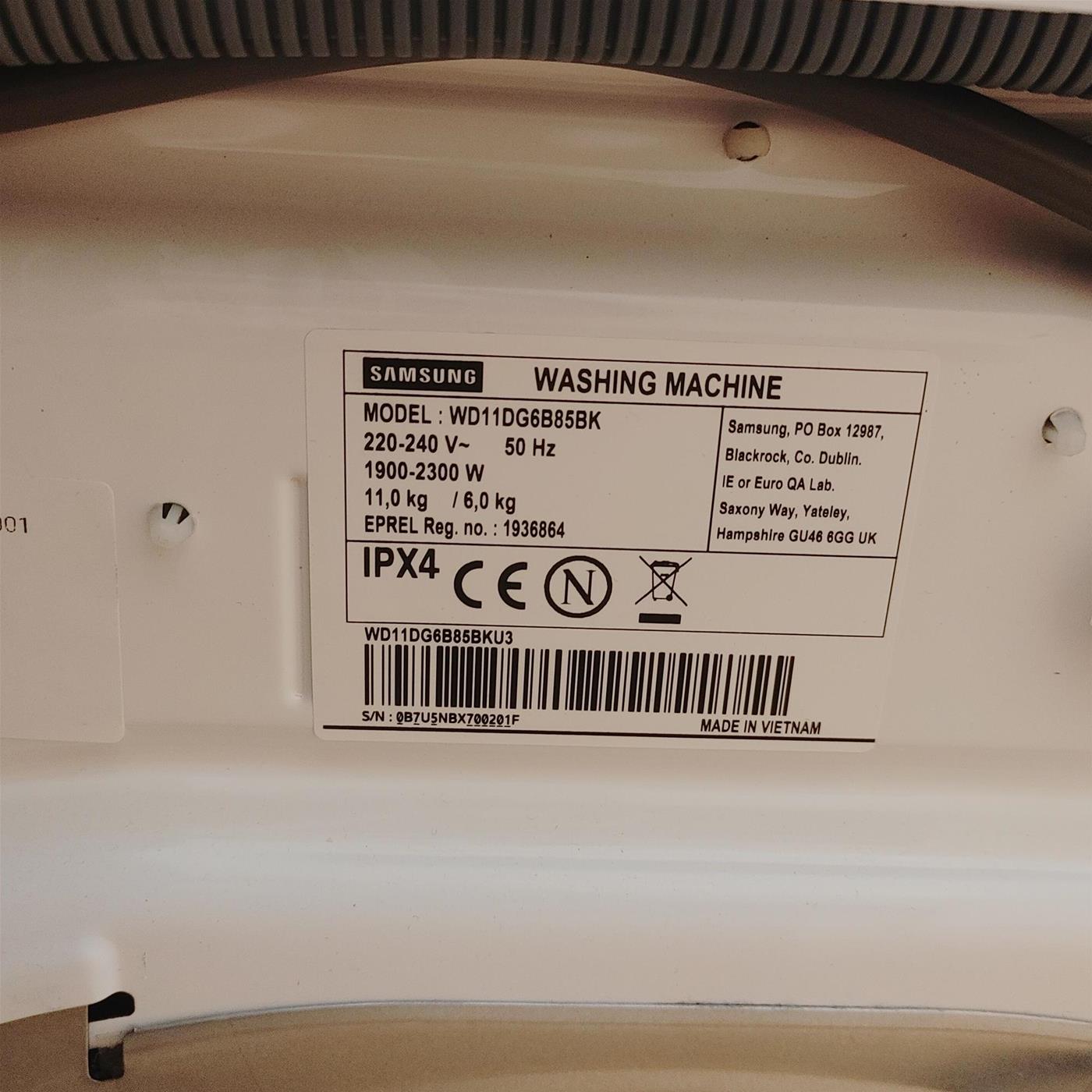 Lavasciuga Samsung WD11DG6B85BK 11/6 Kg