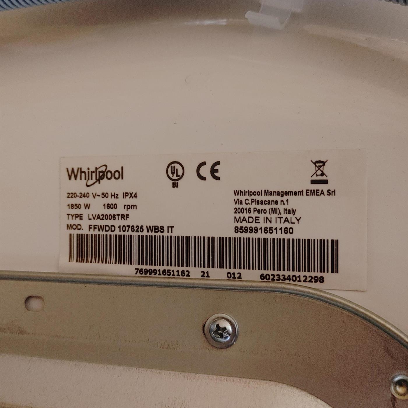 Lavasciuga Whirlpool FreshCare FFWDD 107625 WBS IT 10/7 Kg