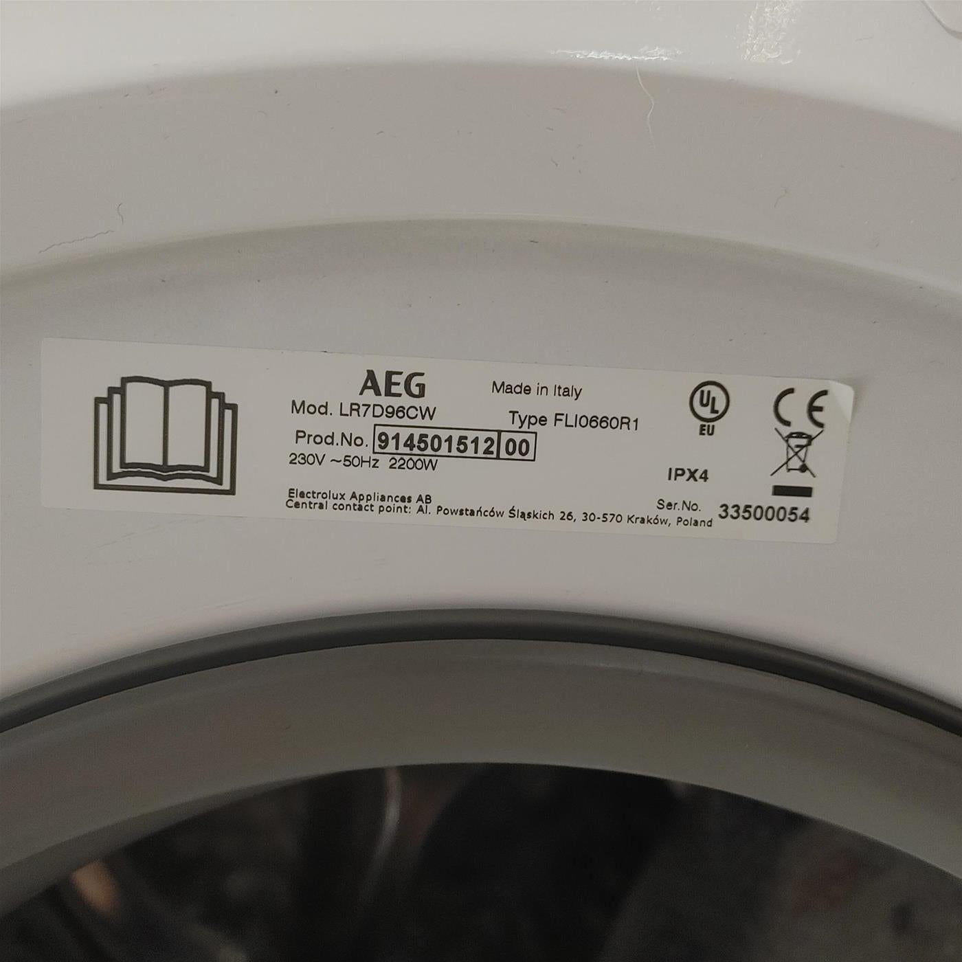 Lavatrice AEG LR7D96CW Classe A 9 Kg