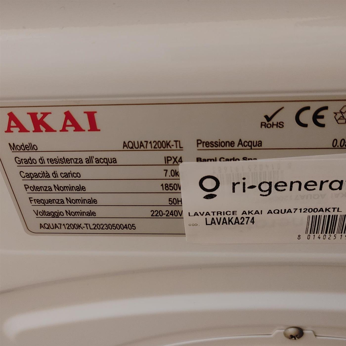 AKAI AQUA71200AKTL LAVATRICE 7KG 1200 GIRI CLASSE A