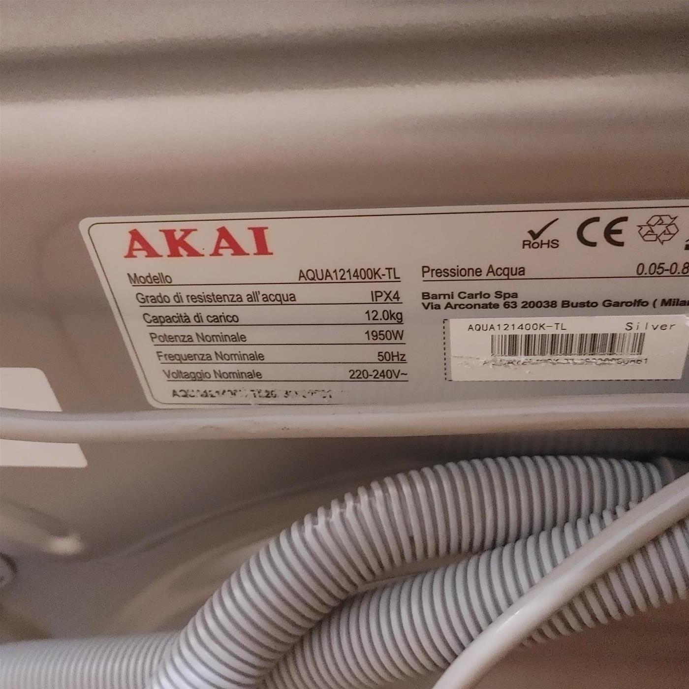 AKAI Lavatrice AQUA121400KTL Silver 12 Kg (c