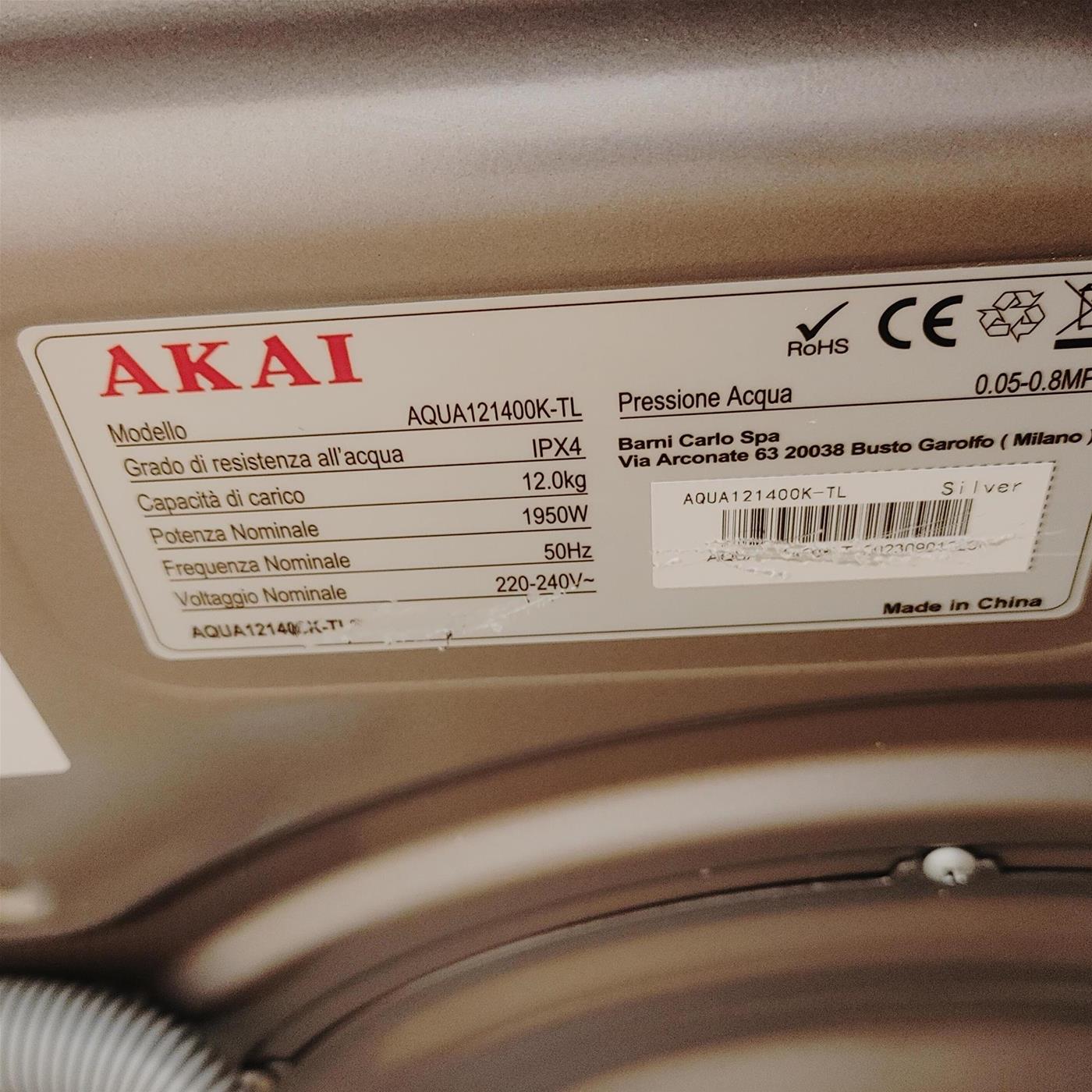 AKAI Lavatrice AQUA121400KTL Silver 12 Kg