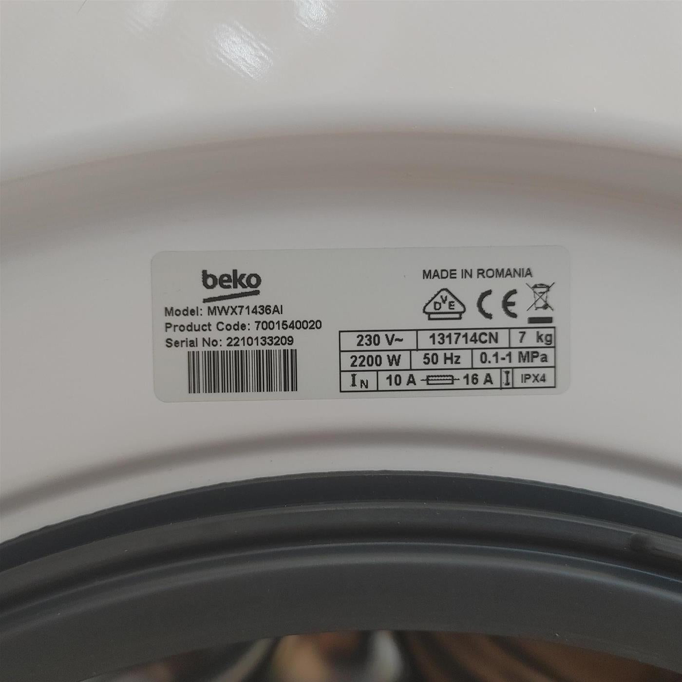 Beko WUX71486AI-IT lavatrice Caricamento frontale 7 kg 1400 Giri/min Bianco