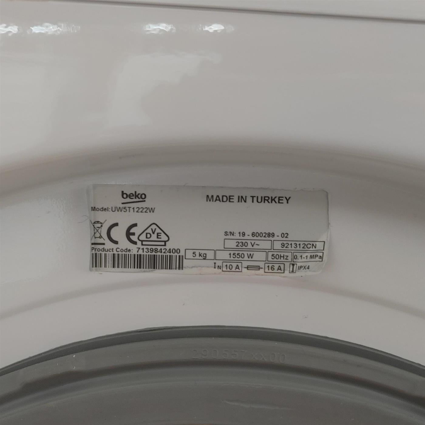 Lavatrice Beko UW5T1222W Carica frontale 5 kg 1200 Giri/min Bianco