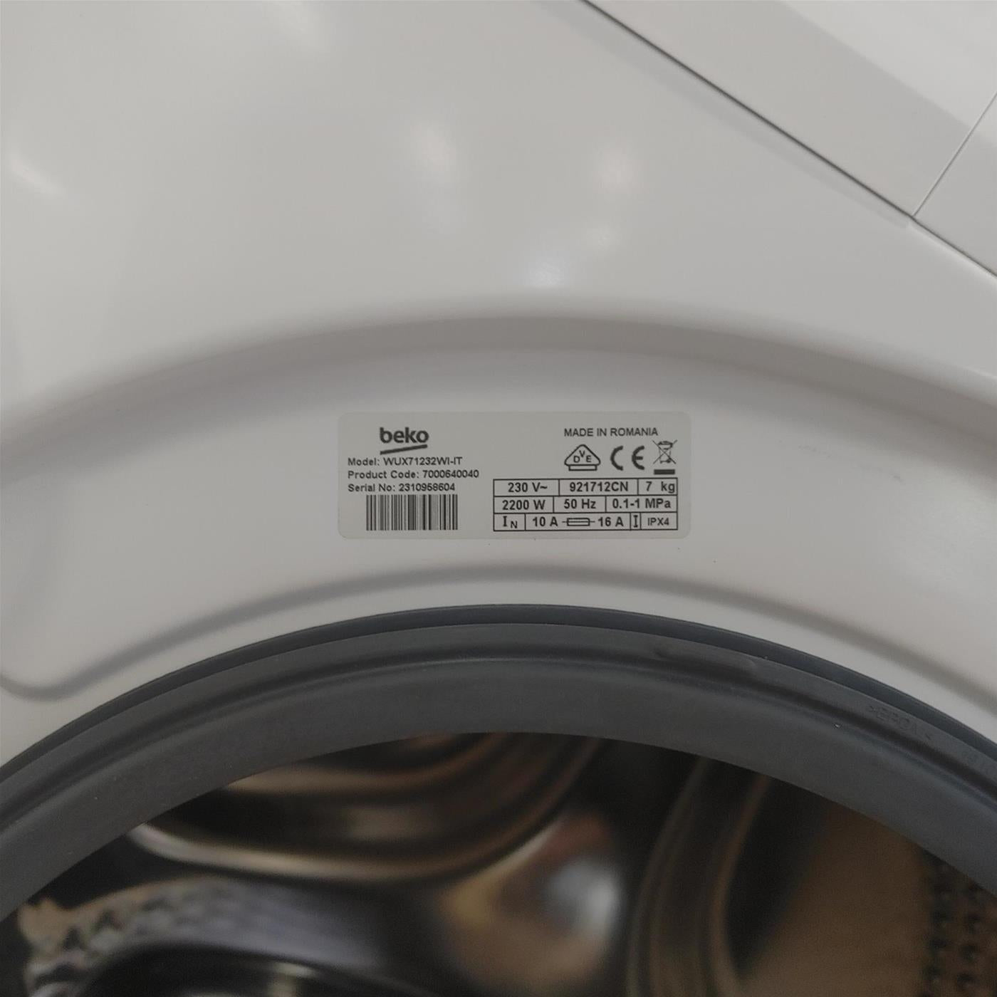 Lavatrice Beko WUX71232WI-IT Caricamento frontale 7 kg 1200 Giri Bianco