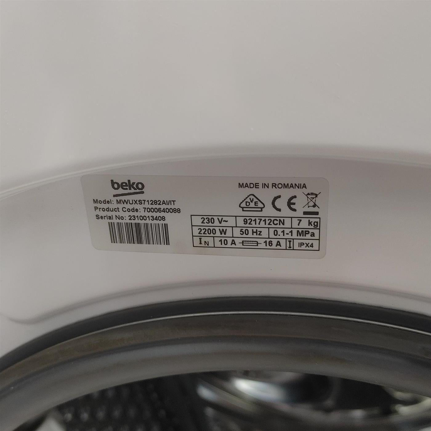 BEKO MWUXS71282AI/IT LAVATRICE, Caricamento frontale, 7 kg
