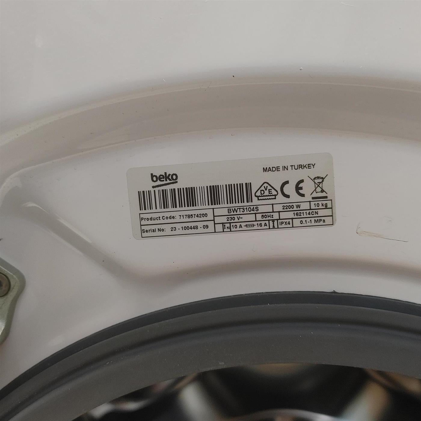 Lavatrice Beko BWT3104S Carica frontale 10 kg 1400 giri/min Nero, Bianco