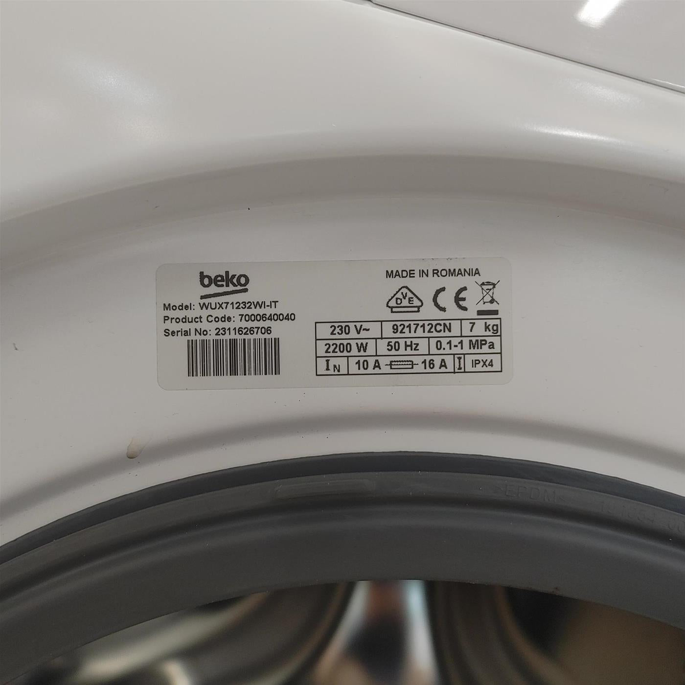 Lavatrice Beko WUX71232WI-IT Caricamento frontale 7 kg 1200 Giri Bianco