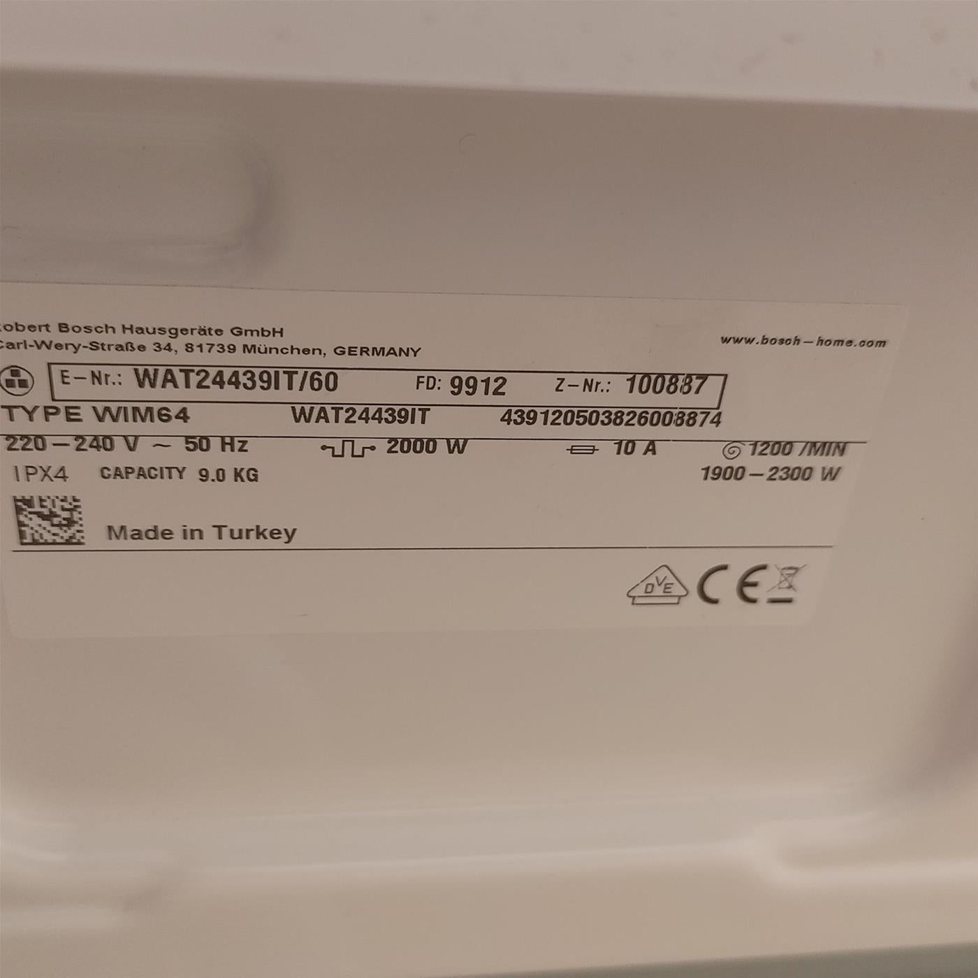 Lavatrice Bosch Serie 6 WAT24439IT 9 Kg