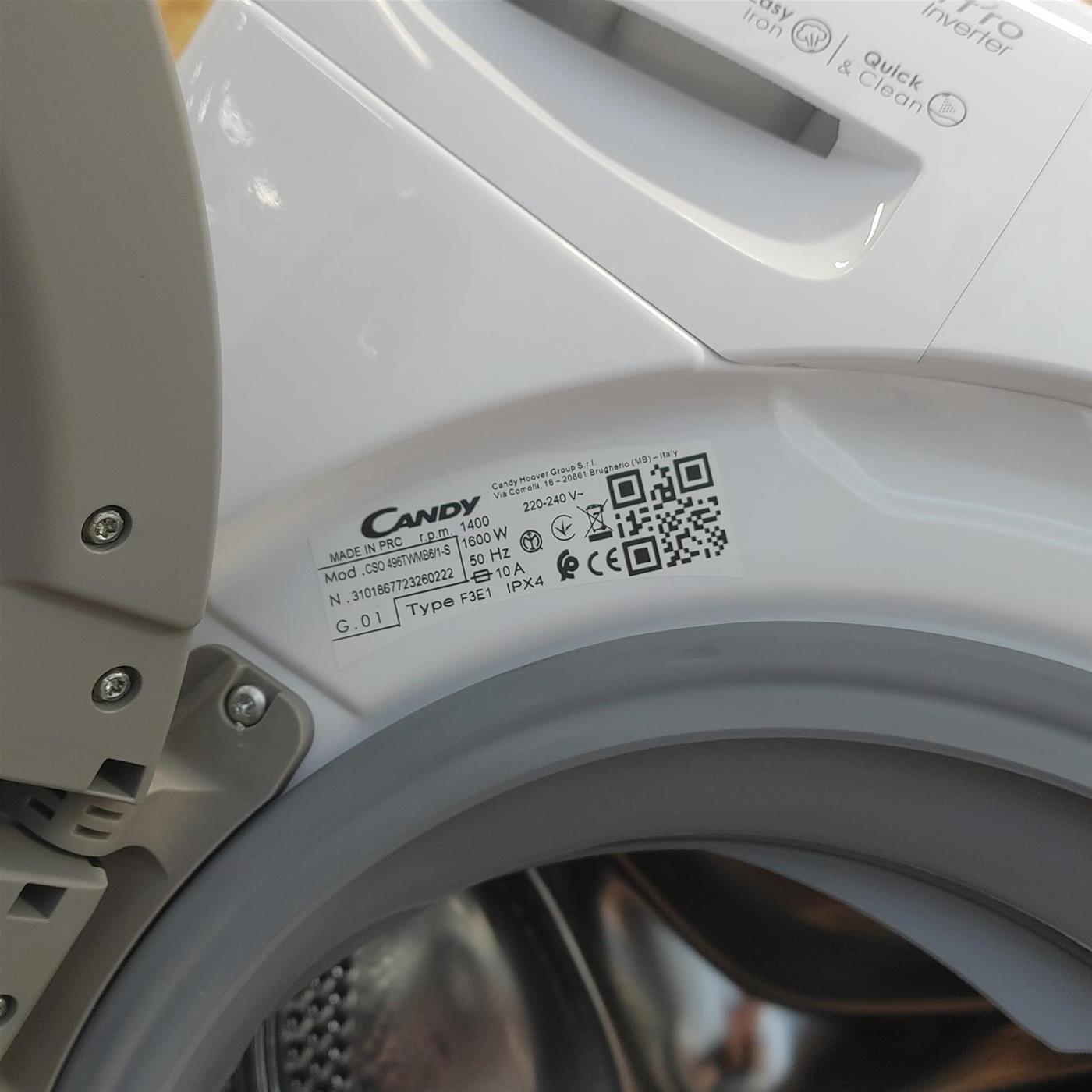 Lavatrice Candy Smart Pro Inverter CSO 496TWMB6/1-S Carica frontale 9 kg 1400 giri Bianco