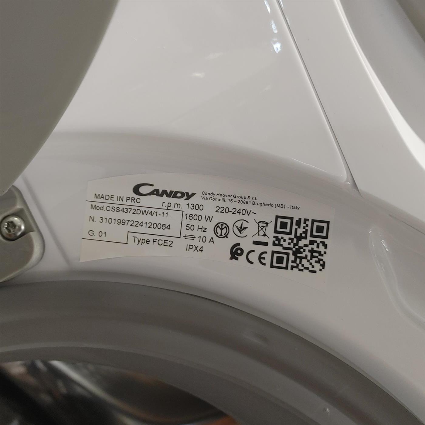 Candy Smart CSS4372DW4/1-11 lavatrice Caricamento frontale 7 kg 1300 Giri/min Bianco (copia)