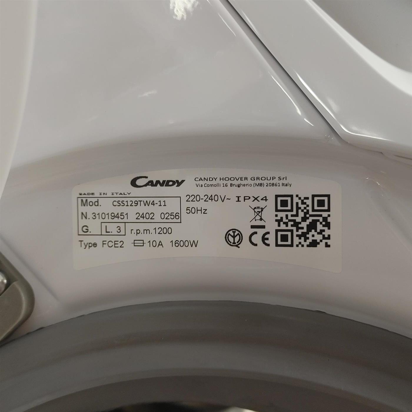 Candy Smart CSS129TW4-11 lavatrice Caricamento frontale 9 kg 1200 Giri/min Bianco (copia)