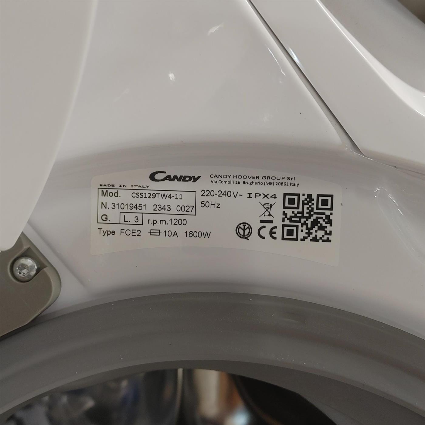 Candy Smart CSS129TW4-11 lavatrice Caricamento frontale 9 kg 1200 Giri/min Bianco