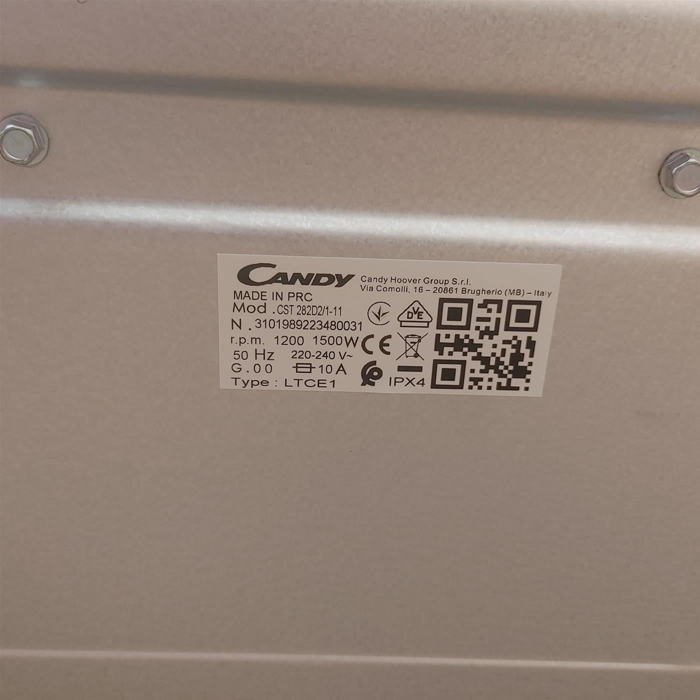 Candy Smart CST 282D2/1-11 lavatrice Caricamento dall'alto 8 kg 1200 Giri/min Bianco