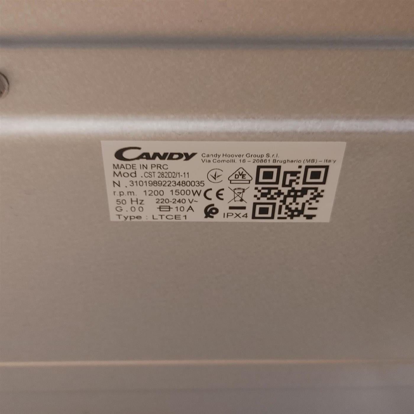 Candy Smart CST 282D2/1-11 lavatrice Caricamento dall'alto 8 kg 1200 Giri/min Bianco