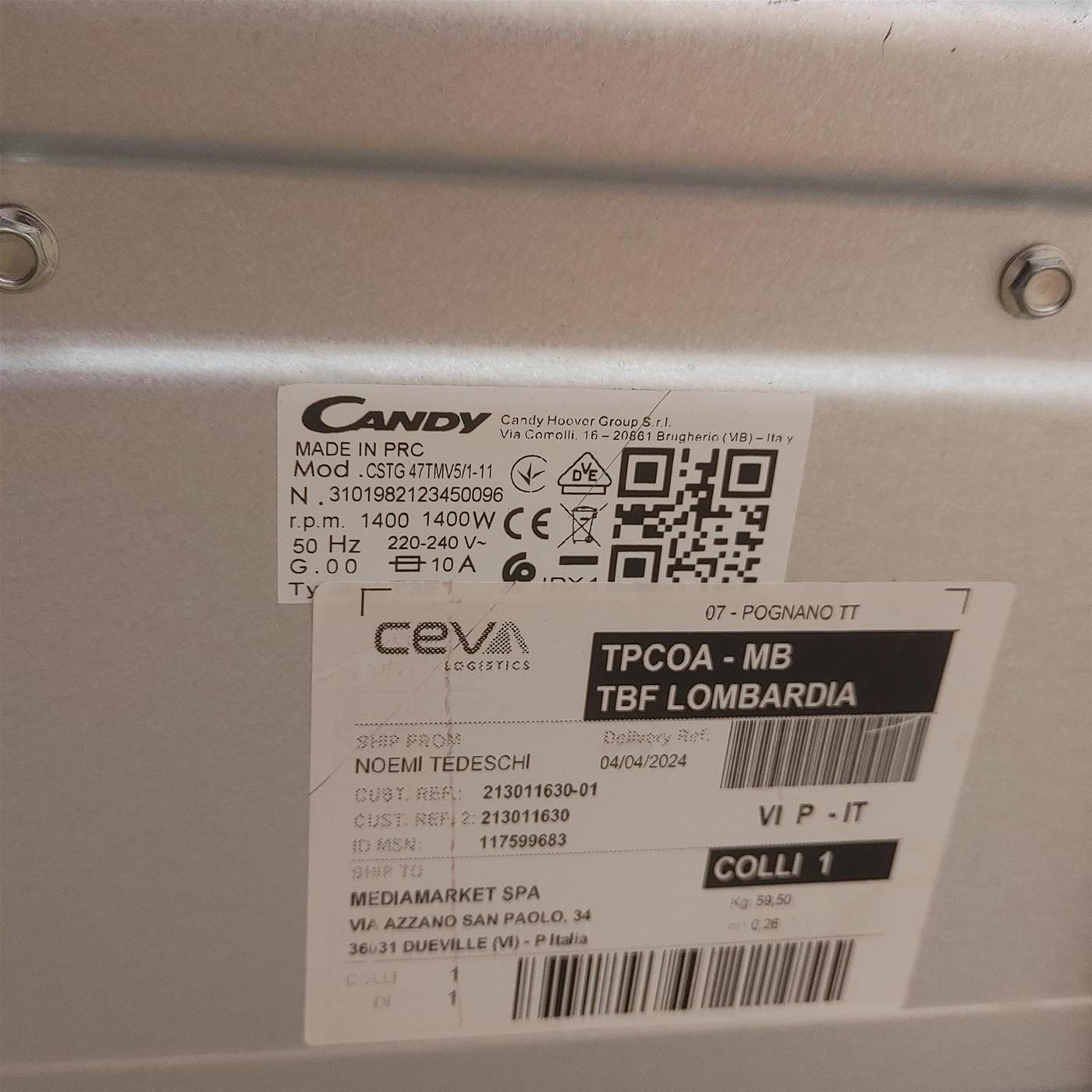 Candy Smart Inverter CSTG 47TMV5/1-11 washing machine Top-load 7 kg 1400 RPM White