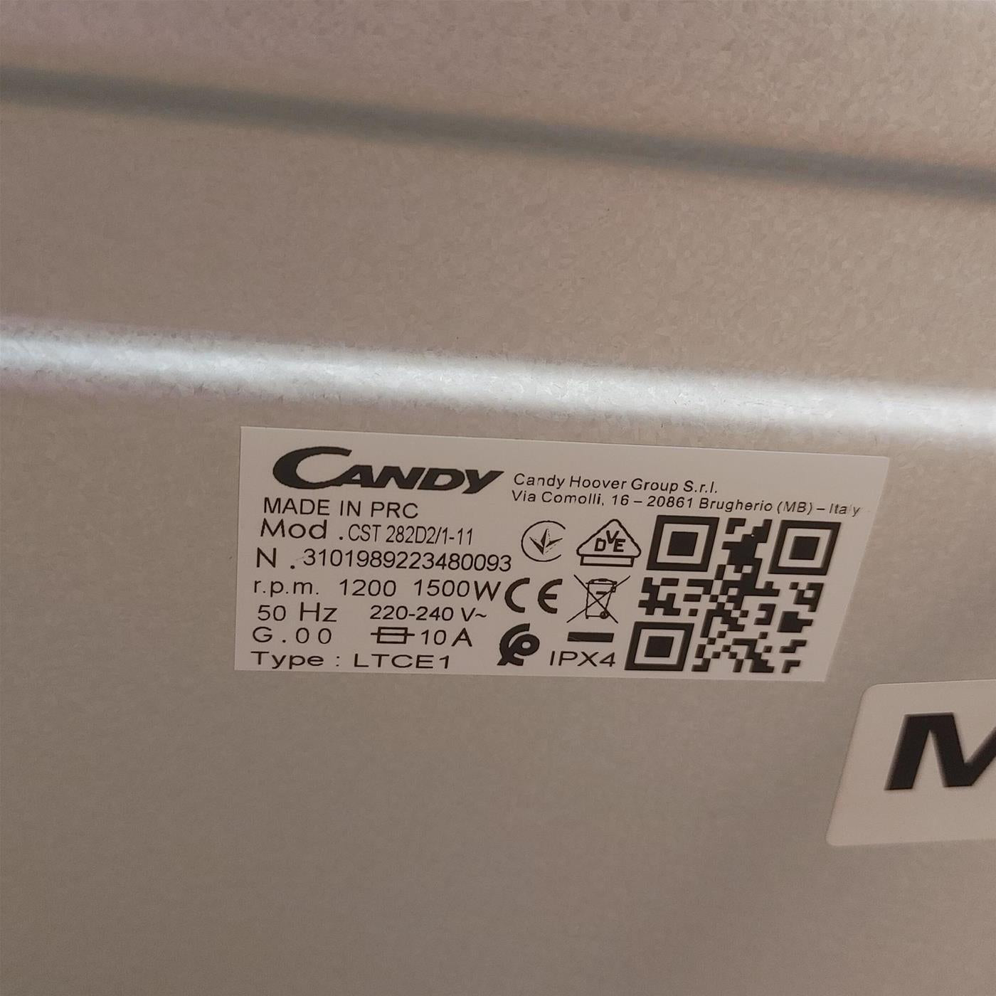 Candy Smart CST 282D2/1-11 lavatrice Caricamento dall'alto 8 kg 1200 Giri/min Bianco