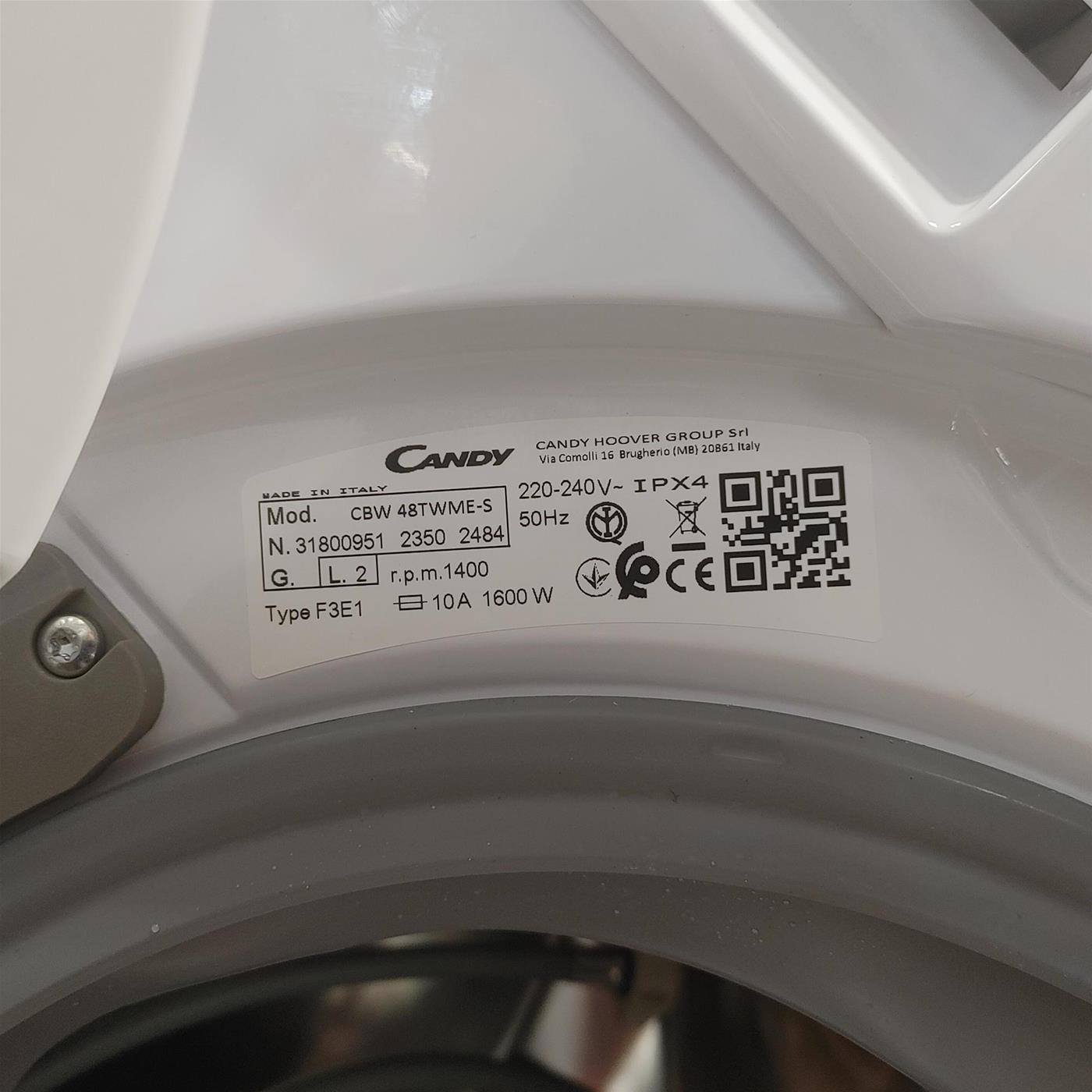 Candy Smart Inverter CBW 48TWME-S lavatrice Caricamento frontale 8 kg 1400 Giri/min A Bianco